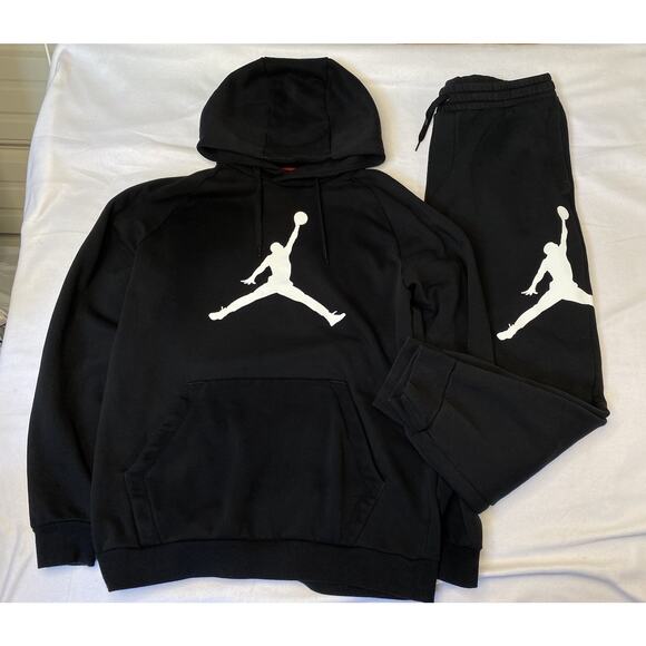 Air Jordan Jumpman Classics Men’s Sweatsuit Size Large Black Hoodie & Sweatpants - Picture 1 of 3